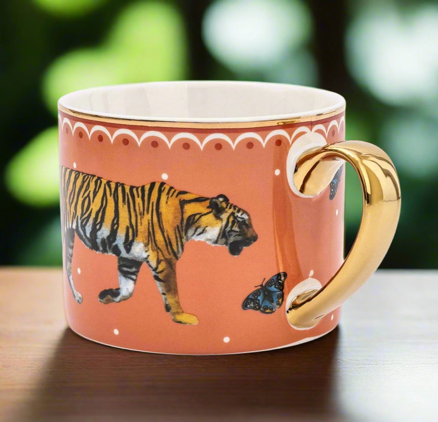 Wild Garden Straight Sided Porcelain Mug, Tiger