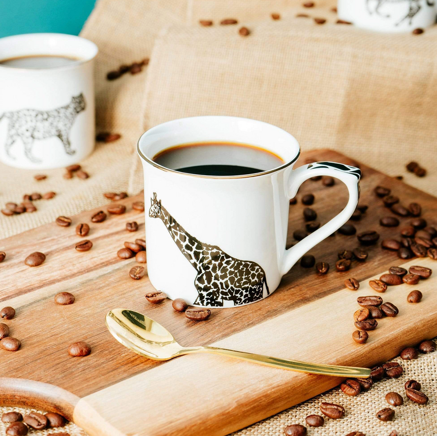 Fine Bone China  Monochrome Mug, Giraffe