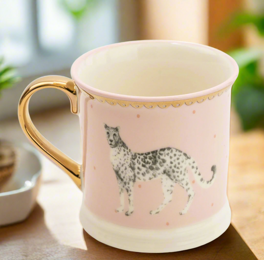 Wild Garden Tankard Porcelain Mug, Cheetah