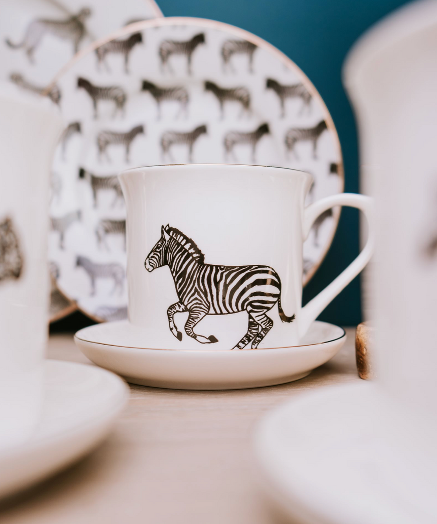 Fine Bone China Monochrome Mug, Zebra