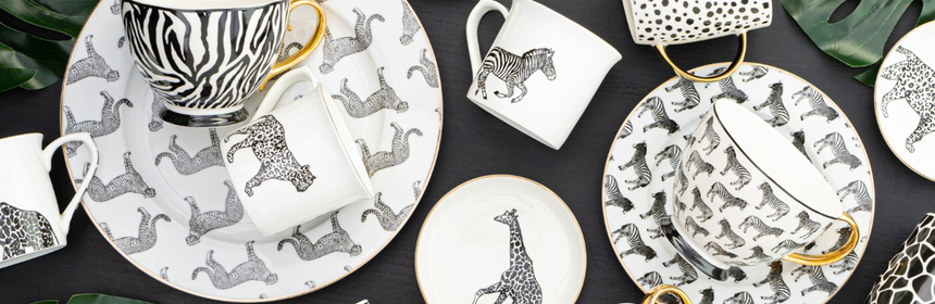 Fine Bone China Monochrome Mug, Zebra