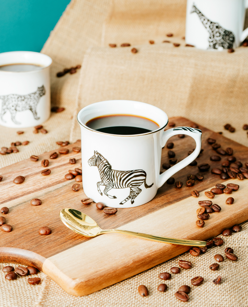 Fine Bone China Monochrome Mug, Zebra