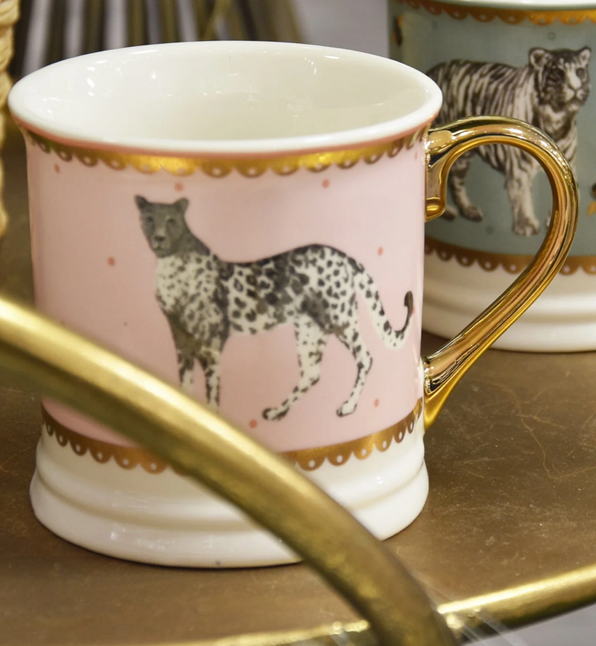 Wild Garden Tankard Porcelain Mug, Cheetah