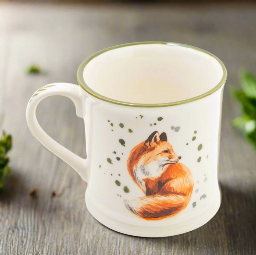 Rustic Country ceramic Tankard Mug, Fox