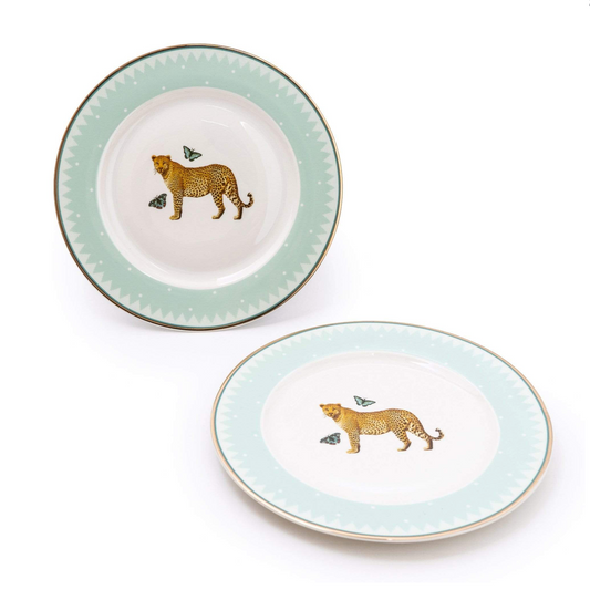 Wild Garden Porcelain Side Plates, Leopard (Set of 2)