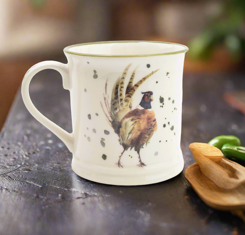 Rustic Country Tankard Mug, Pheasant