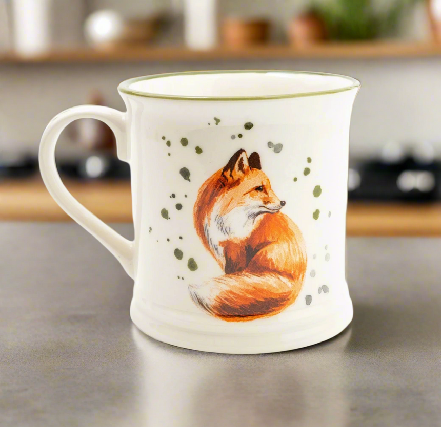 Rustic Country ceramic Tankard Mug, Fox