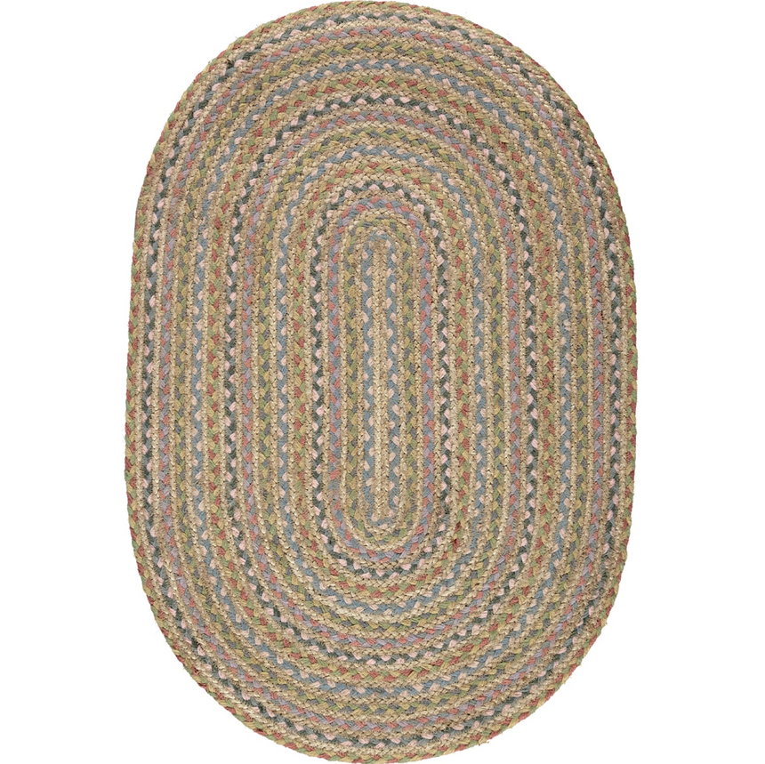 The Braided Rug Company Oval Jute Rug, Pastel Fairisle