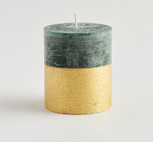 St Eval Gold Dipped Scented Pillar Candle, Winter Thyme