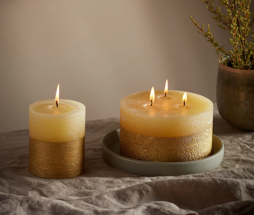 St Eval Gold Dipped Scented Pillar Candle ,Inspiritus