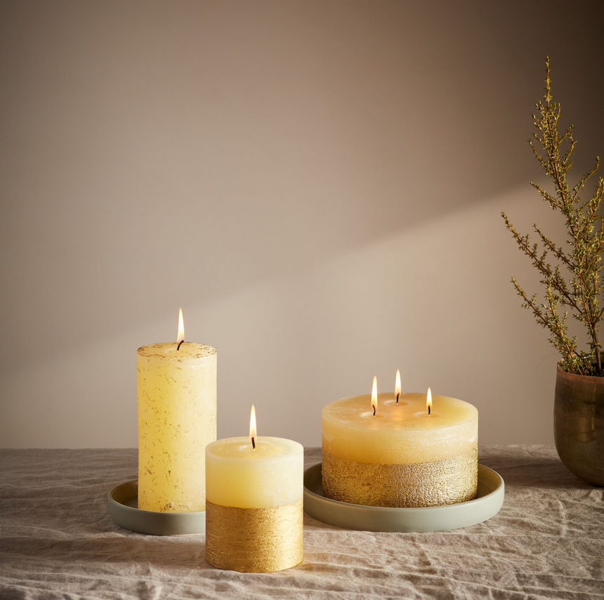 St Eval Gold Dipped Scented Pillar Candle ,Inspiritus