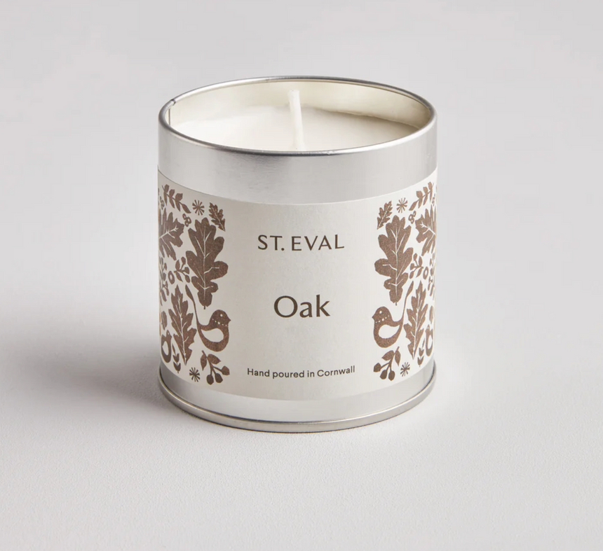 St Eval Oak Scented Tin Candle