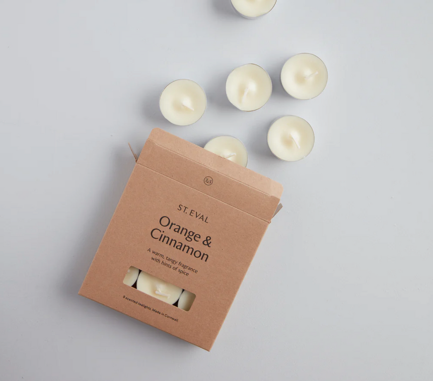 St Eval Orange & Cinnamon Scented Tealights, (Set Of 9)