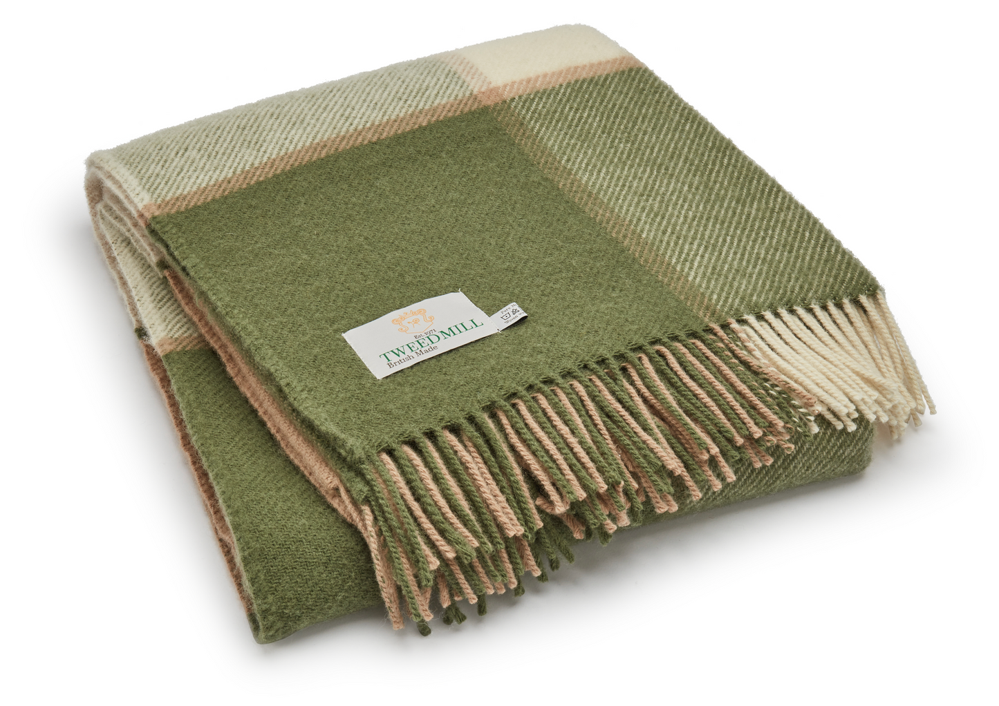 Tweedmill Block Check Pure New Wool Throw, Olive