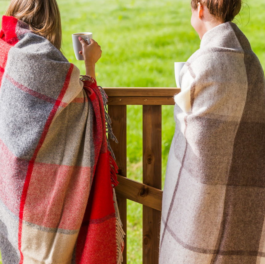 Tweedmill Block Check Pure New Wool Throw, Red