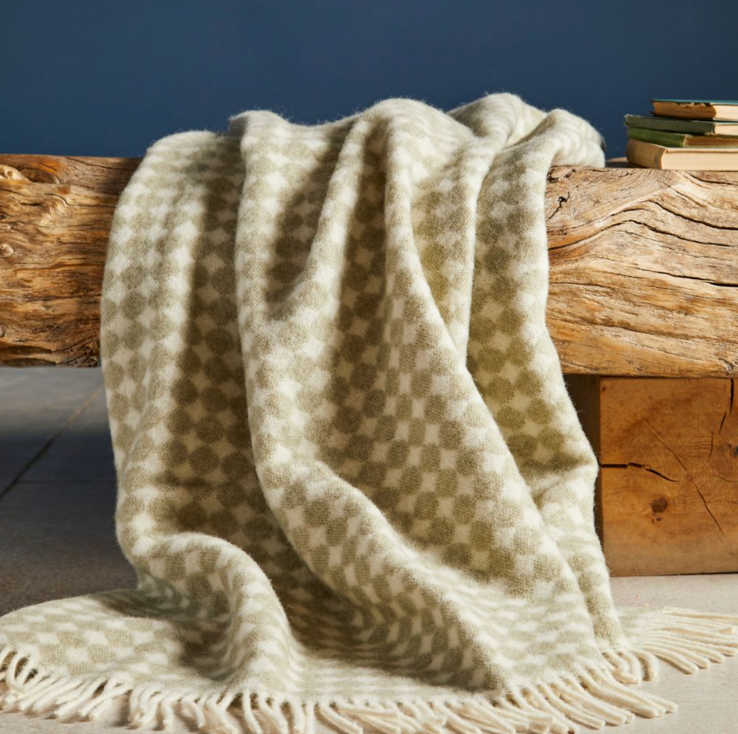 Tweedmill Jacquard Spot Pure New Wool Reversible Throw, Apple Green