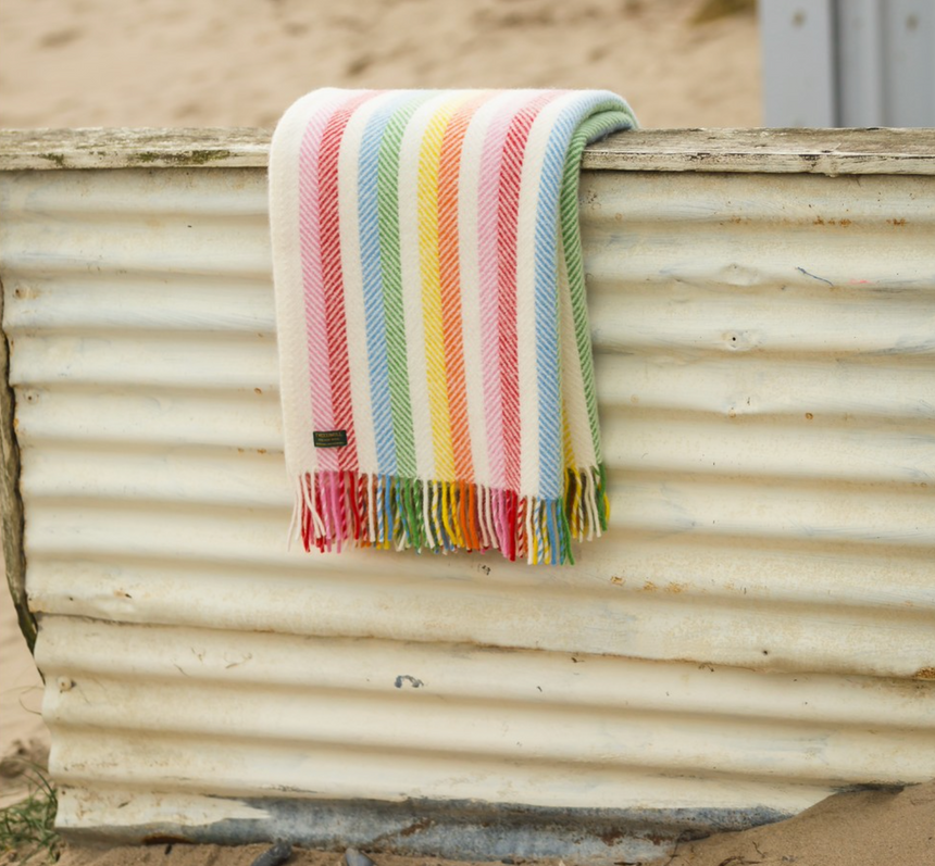 Tweedmill  Pure New Wool Throw, Stripe Rainbow