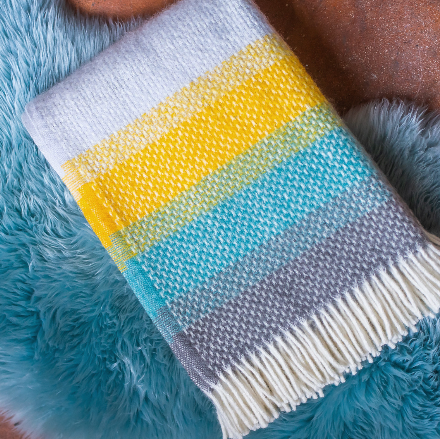 Tweedmill Ombre Pure New Wool Throw, Tidal
