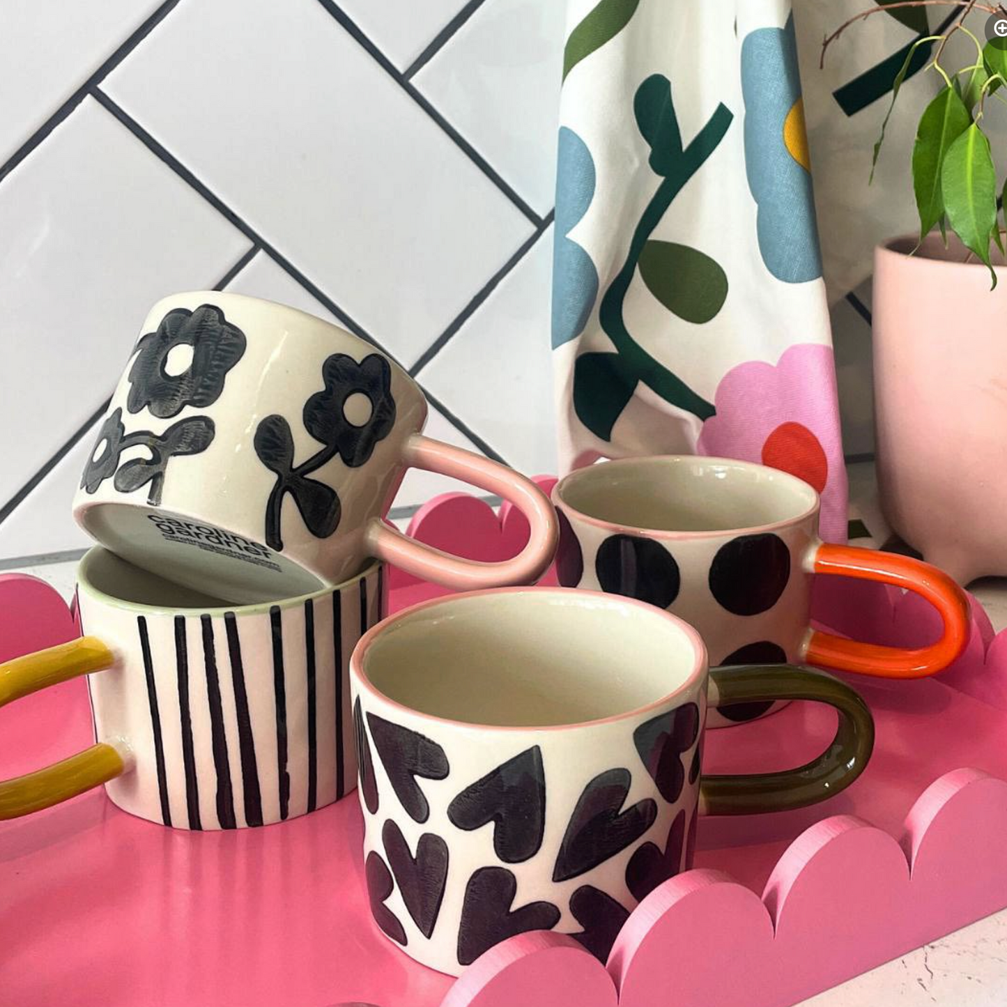 Caroline Gardner Ceramic Mug, Mono Daisy
