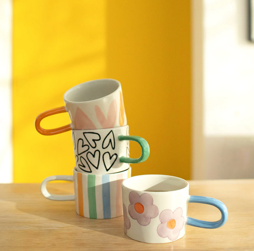 Caroline Gardner Ceramic Mug, Mono Hearts