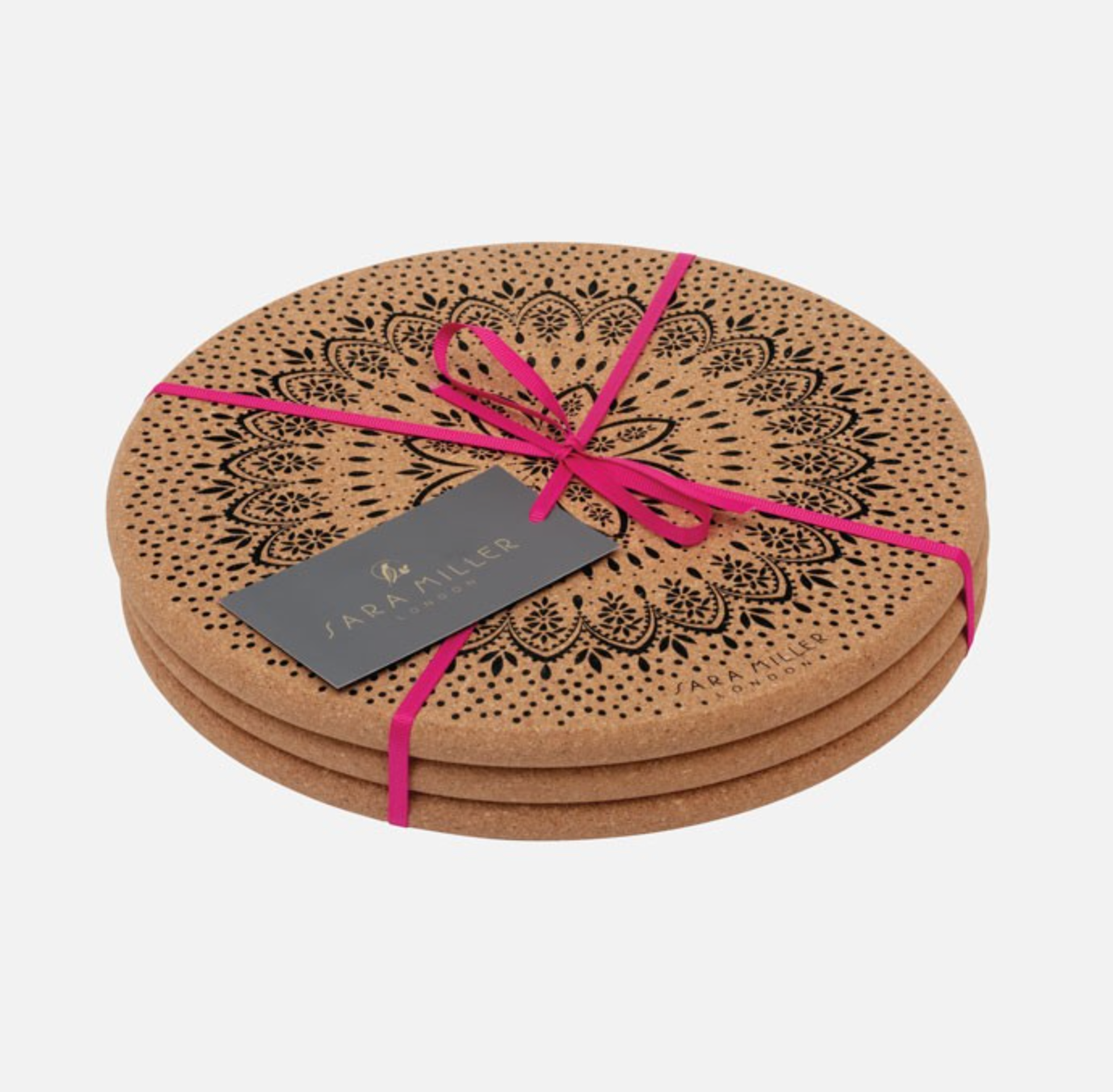 Sara Miller Artisan Noir Round Cork Trivet, (Set Of 3)