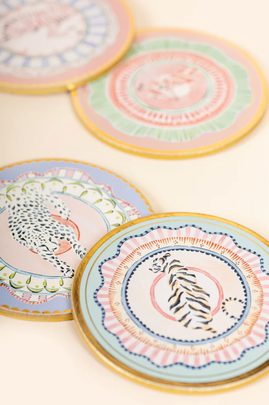 Yvonne Ellen Round Animals Coasters ( Set Of 4 )