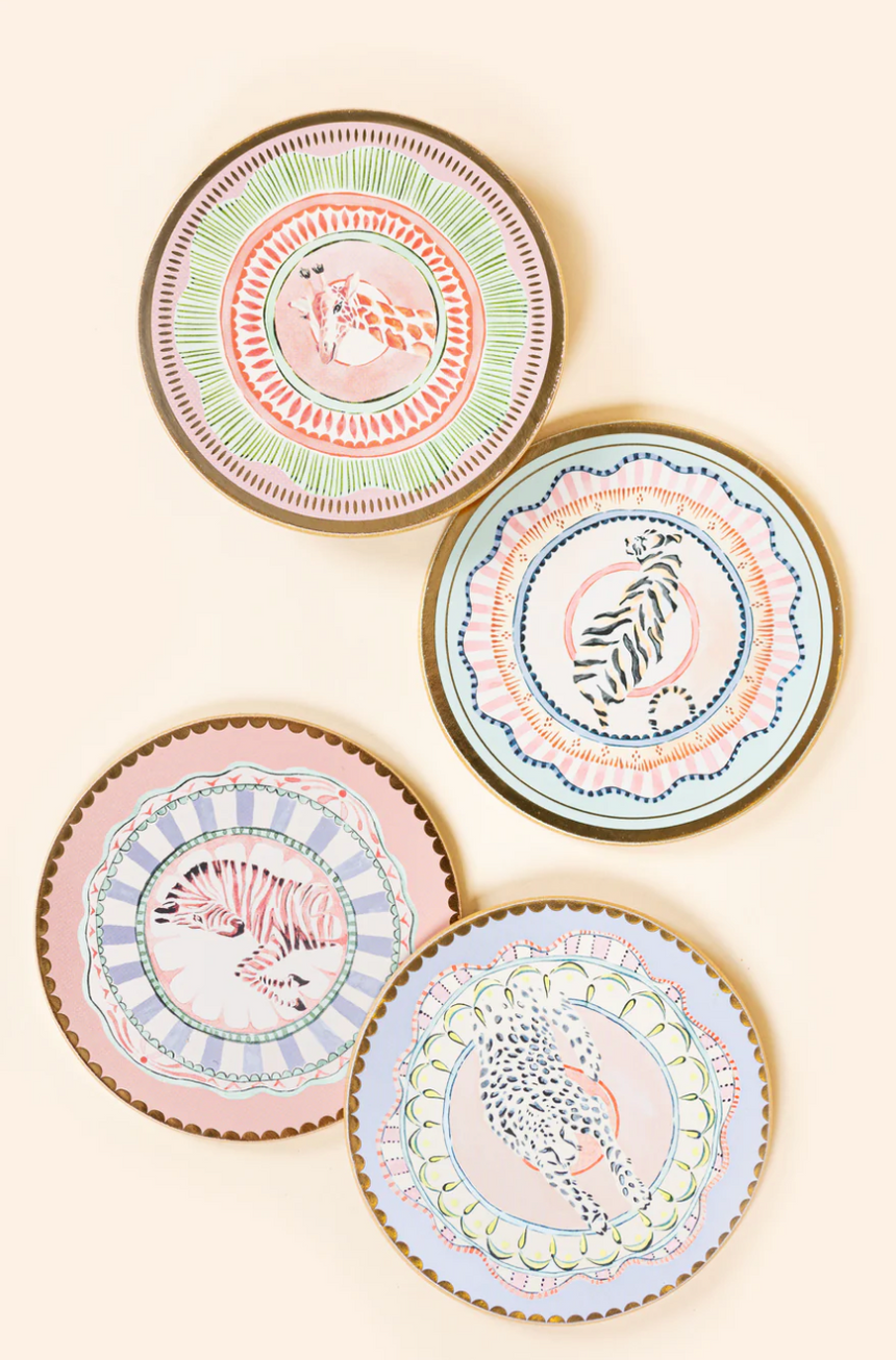 Yvonne Ellen Round Animals Coasters ( Set Of 4 )