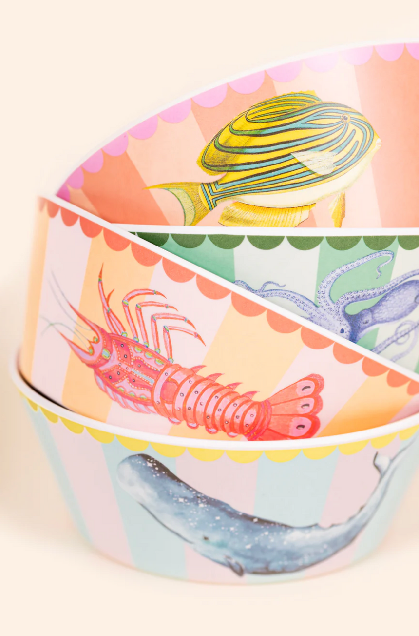 Yvonne Ellen Under The Sea Melamine Picnic Bowls (Set Of 4)