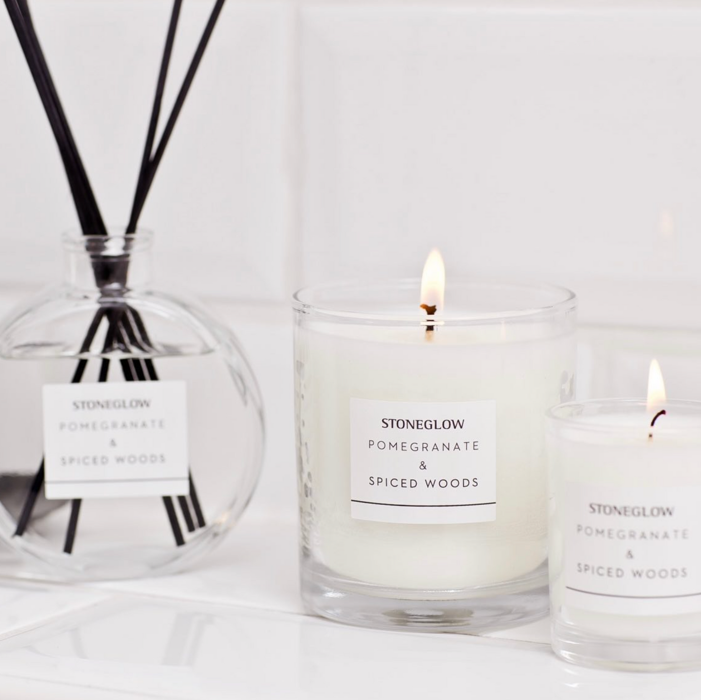 Stoneglow Modern Classics Collection Scented Candle, Pomegranate & Spiced Woods