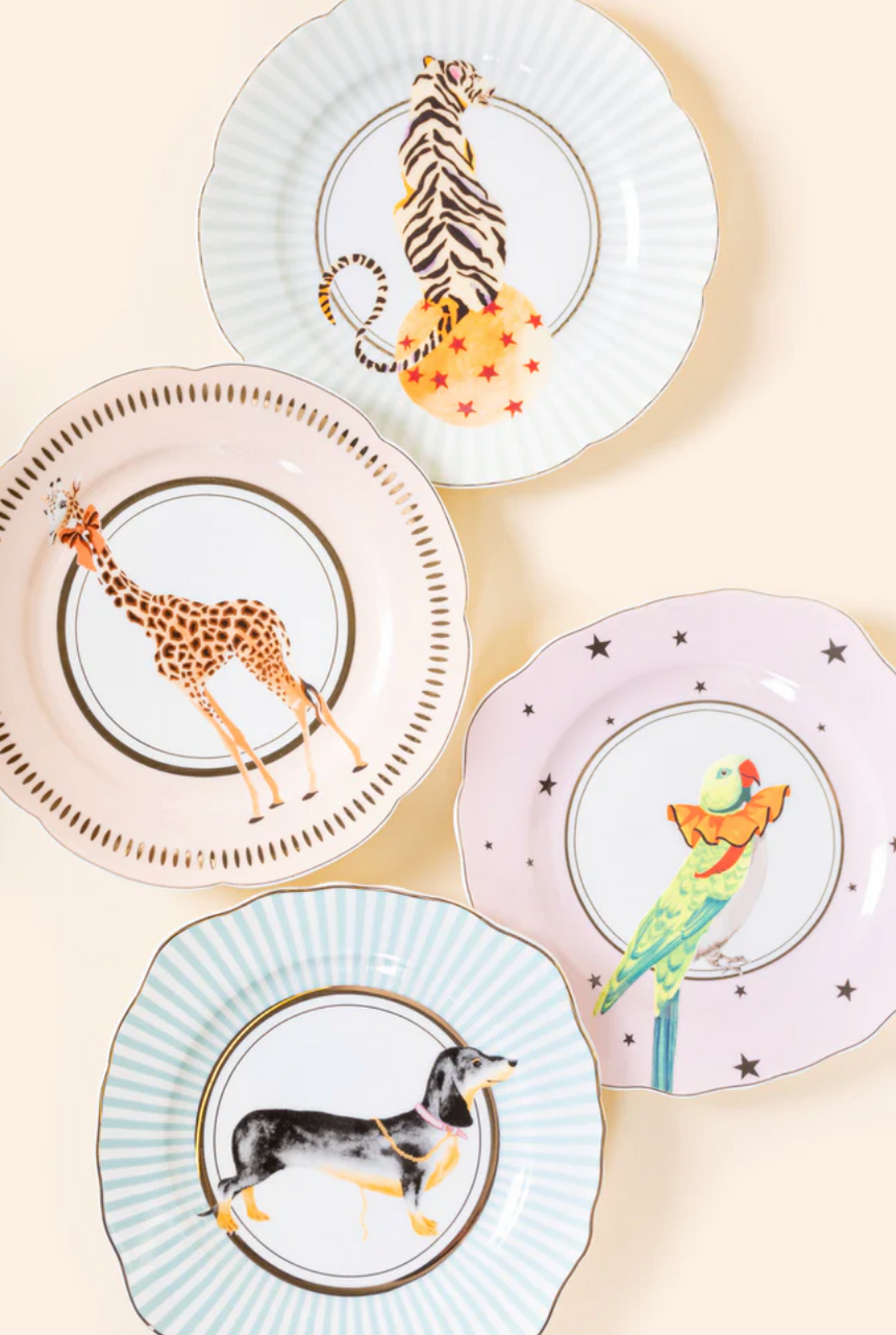 Yvonne Ellen Animal Tea Plate, Set Of 4