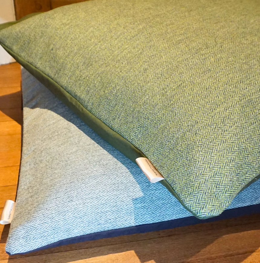 Pooch & Paws Tweed Dog Bed, Herringbone Olive Green