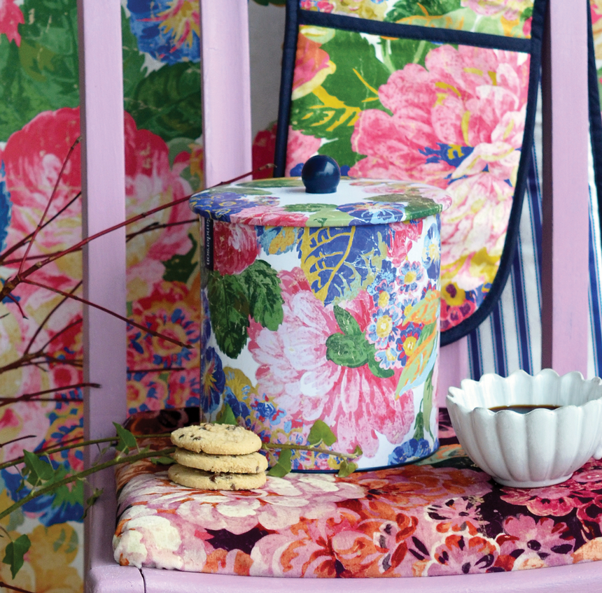 Sanderson Roun Biscuit Barrel, Very Rose & Peony