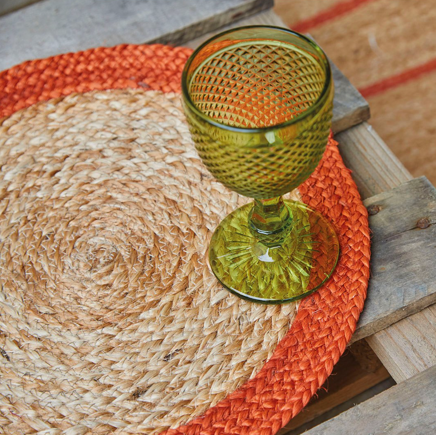 Walton & Co Circular Fiesta Jute Placemat, Terracotta