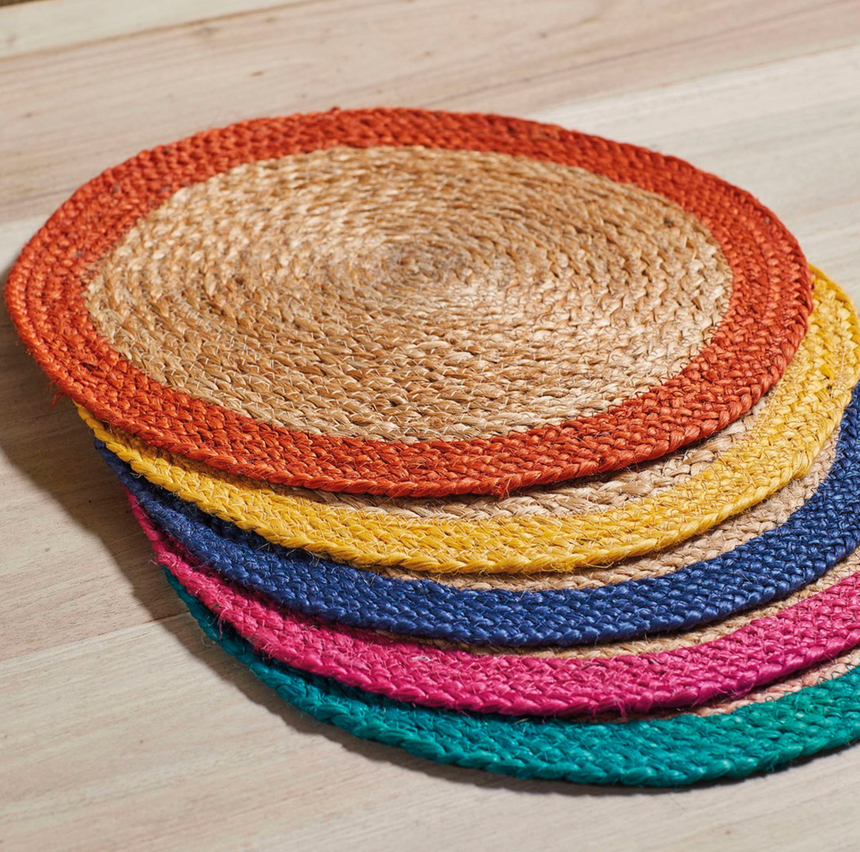 Walton & Co Circular Fiesta Jute Placemat, Terracotta