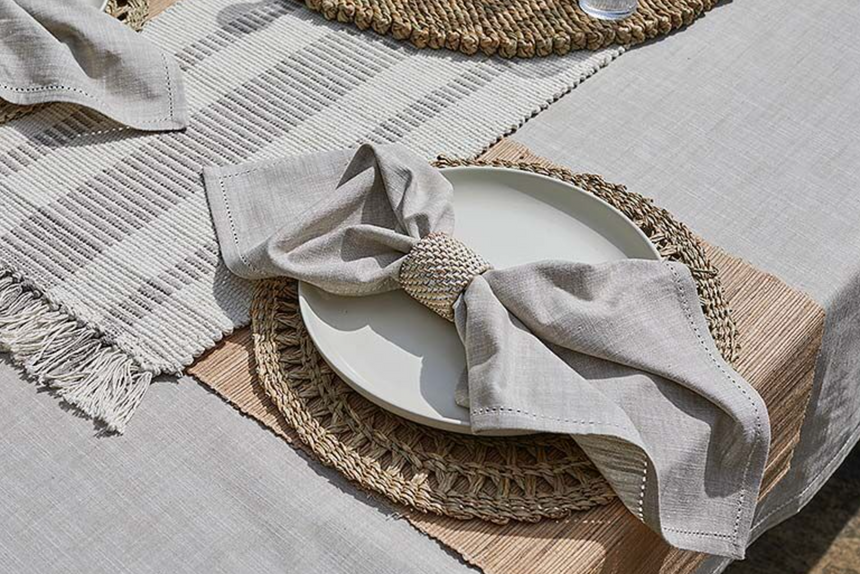 Walton & Co Chambray Cotton Tablecloth, Natural