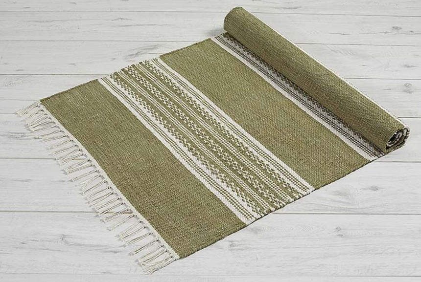 Walton & Co Austell Cotton Rug, Olive Green