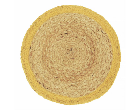 Walton & Co Circular Fiesta Jute Placemat, Ochre