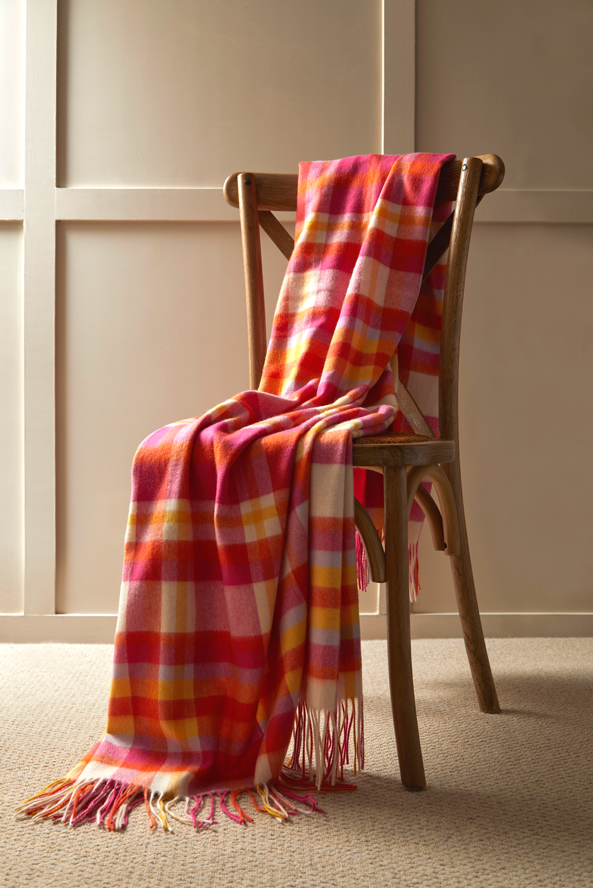 Tweedmill Lambswool Throw, Bright Check Rio