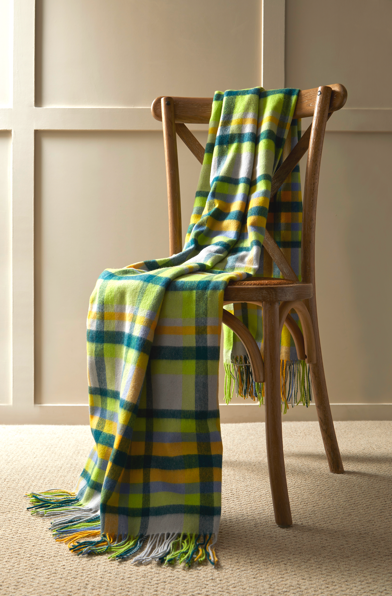 Tweedmill Lambswool Throw, Bright Check, Citrus