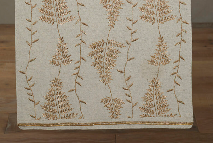 Walton & Co Winter Fern Table Runner, Gold