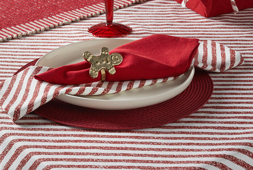 Walton & Co Candy Cane Tablecloth, Red