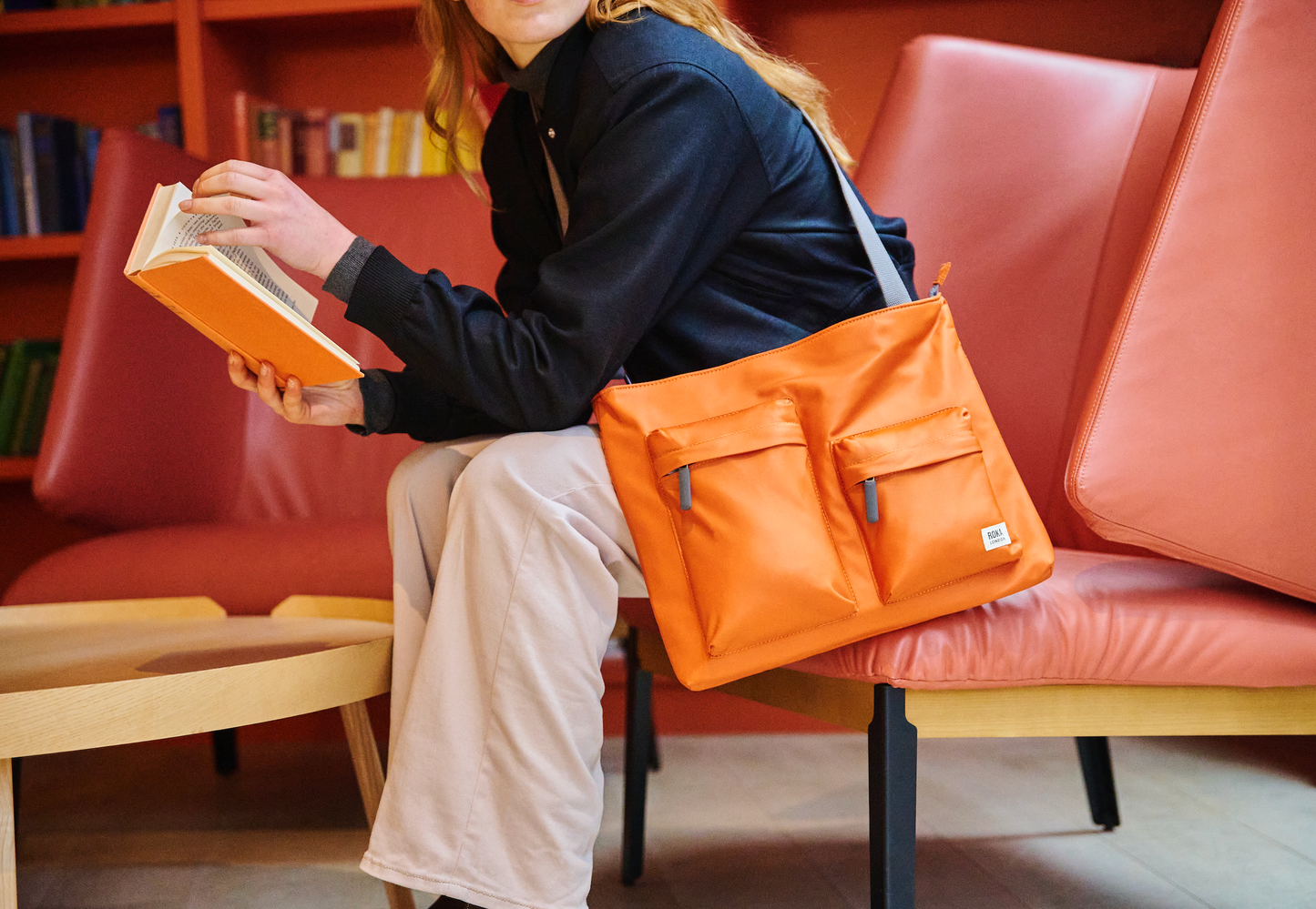 Roka London Moorgate M Tote Bag, Burnt orange  (Recycled Nylon )