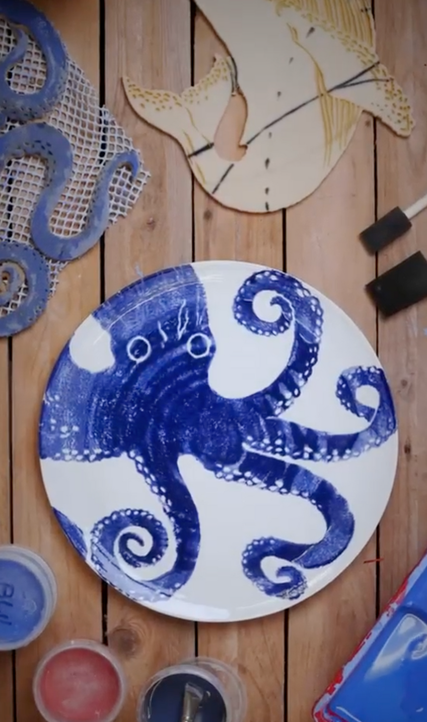 Bliss Home Supper Bowl, Blue Octopus