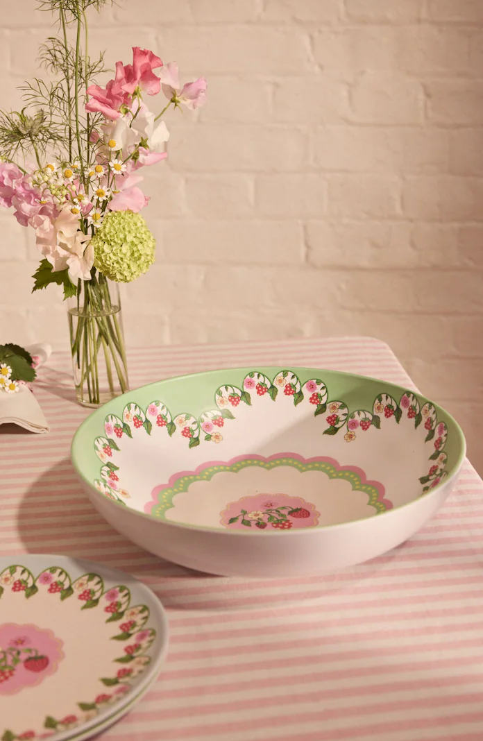 Cath Kidson Strawberry Melamine Picnic Serving Bowl