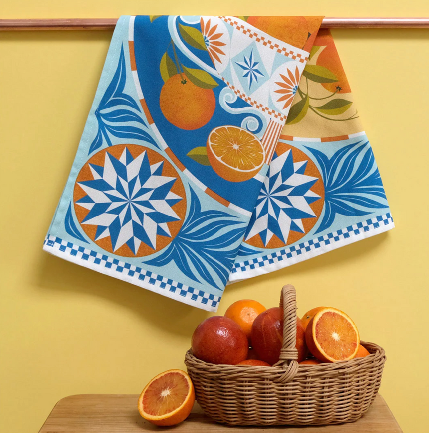 Printer Johnson Cotton Tea Towel, Orange Bowl