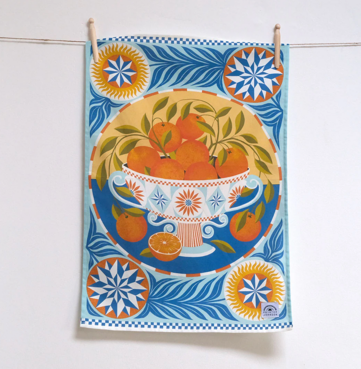 Printer Johnson Cotton Tea Towel, Orange Bowl