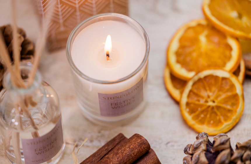 Stoneglow Festive Wishes Scented Candle, Orange & Cinnamon