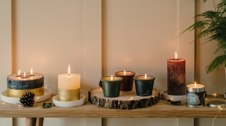 St Eval Gold Dipped Scented Pillar Candle ,Inspiritus