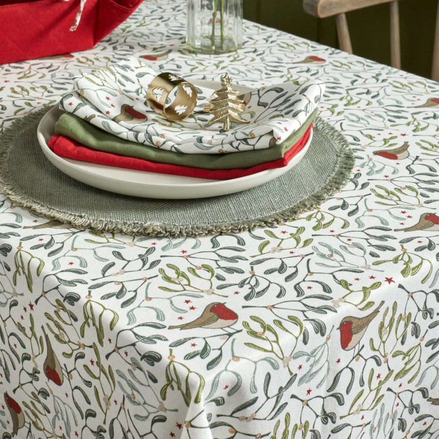 Walton & Co Robin & Mistletoe Tablecloth