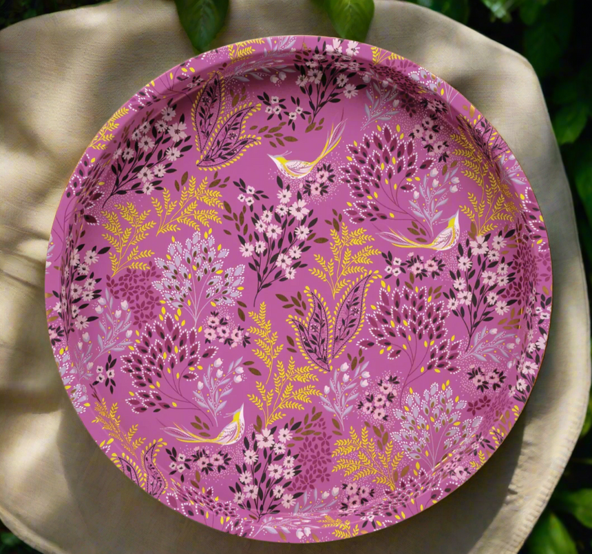 Sara Miller Round Mini Serving Tray, Haveli Garden